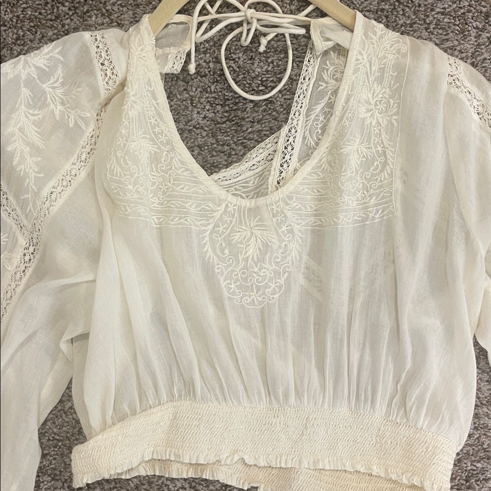 Free people lace cotton women top size XS - Picture 6 of 6